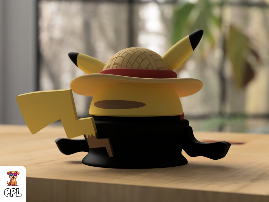 Pokebola tipo clicker - Pikachu Monkey D. Luffy