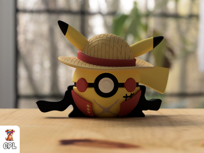 Pokebola tipo clicker - Pikachu Monkey D. Luffy